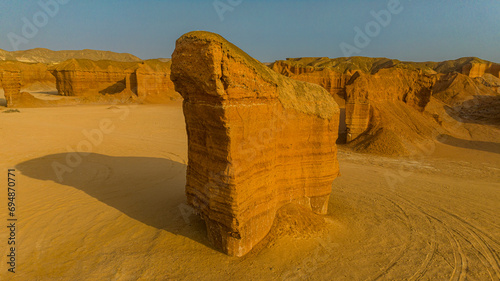 Aerial of a sandstone canyon, Namibe (Namib) desert, Iona National Park, Namibe, Angola photo