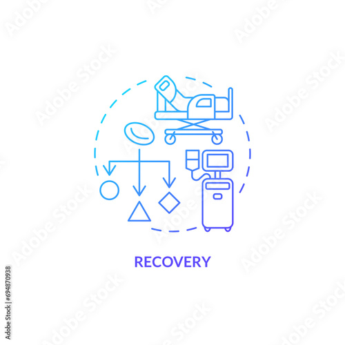 2D gradient recovery icon, simple isolated vector, thin line blue illustration representing cell therapy.