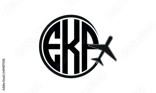 EKP three initial letter circle tour & travel agency logo design vector template. hajj umrah agency, abstract, wordmark, business, monogram, minimalist, brand, company, flat, tourism agency, tourist photo