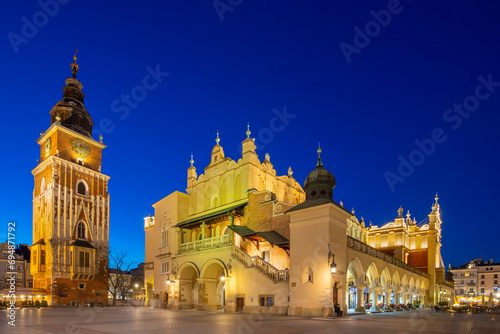 St. Mary's Basilica, Main Market Square, UNESCO World Heritage Site, Krakow, Poland photo