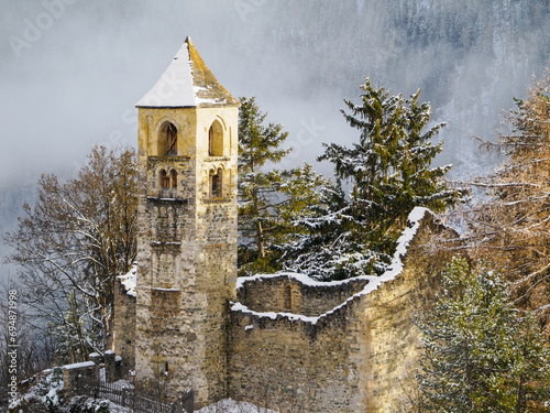 Sent's former church, which burned in the early 1600s, Sent, Graubunden, Switzerland photo