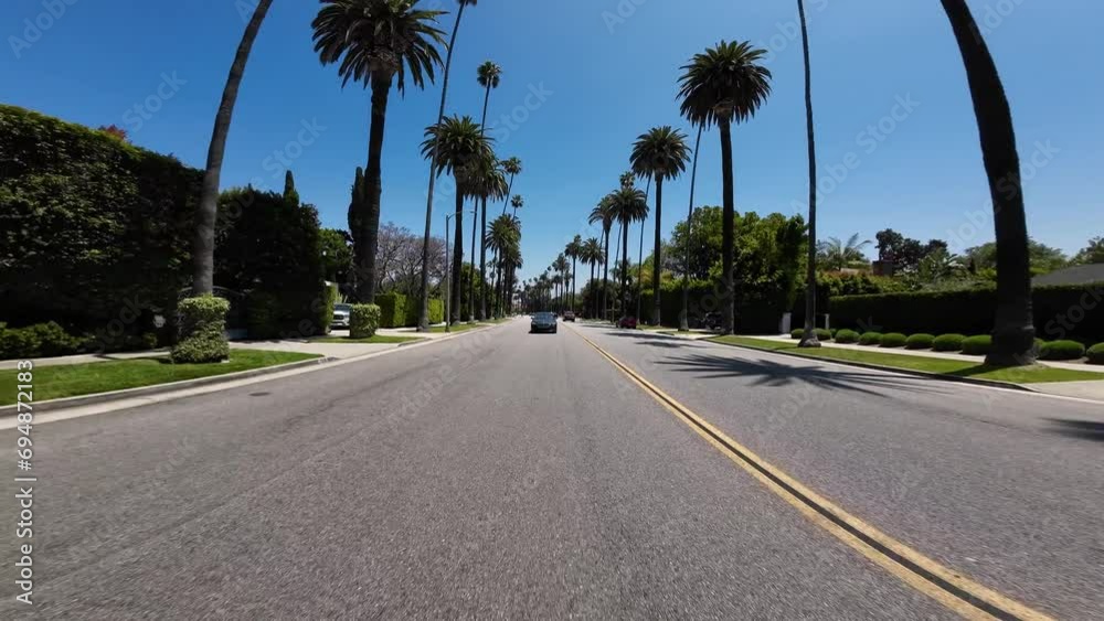 Beverly Hills Beverly Dr Northbound Palm Trees Rear View 03 at Lomitas Ave Driving Plate California USA Ultra Wide Beverly Hills Beverly Dr Northbound Palm Trees Rear View 03 at Lomitas Ave Driving Plate California USA Ultra Wide