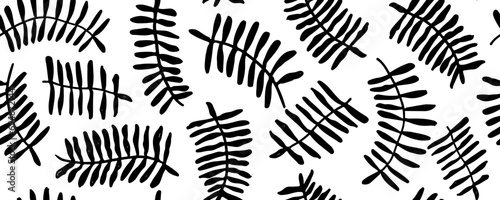 Tropical leaf wallpaper, luxury nature leaves pattern design. Black leaf line arts, Hand drawn outline design for fabric , print, cover, banner and invitation, Vector illustration.