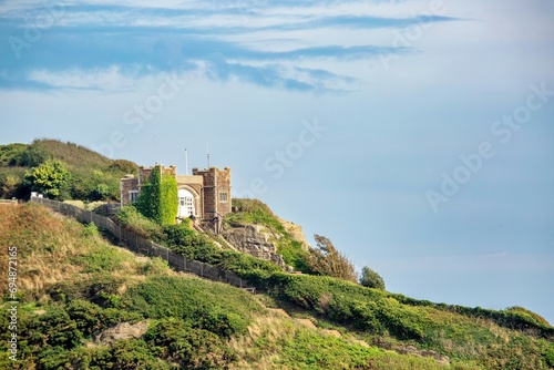 The East Hill Cliff Lift station above Hastings historic Old Town, Hastings, East Sussex, England photo