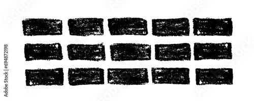Geometric motives in style rectangle. Abstract geometric decorative background. Hand drawn upright . Black wide brush strokes. Simple graphic ornament. Seamless vector pattern.
