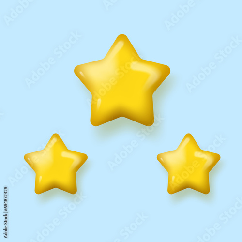 Three Flying Golden Yellow Stars On Blue Back