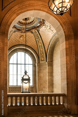 Architectural detail of the New York Public Library (NYPL), second largest in the USA and fourth largest in the world, New York City photo