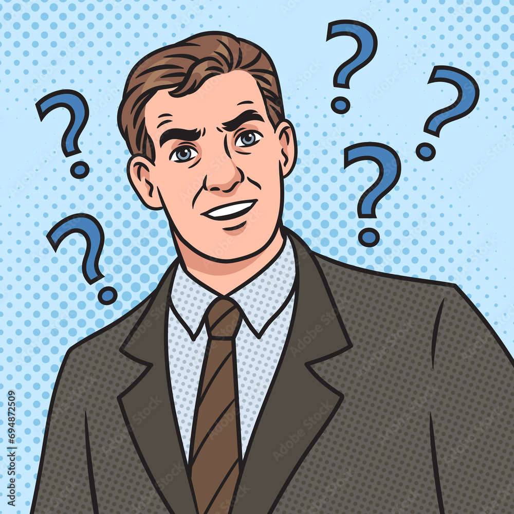 confused man meme pinup pop art retro hand drawn raster illustration. Comic book style imitation. confused man meme pinup pop art retro hand drawn raster illustration. Comic book style imitation.