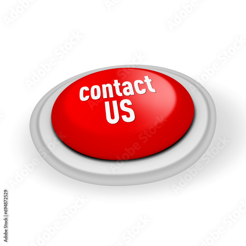 3D Red Button With Contact Us Text