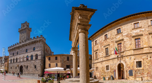 View of Palazzo Comunale in Piazza Grande in Montepulciano, Montepulciano, Province of Siena, Tuscany photo