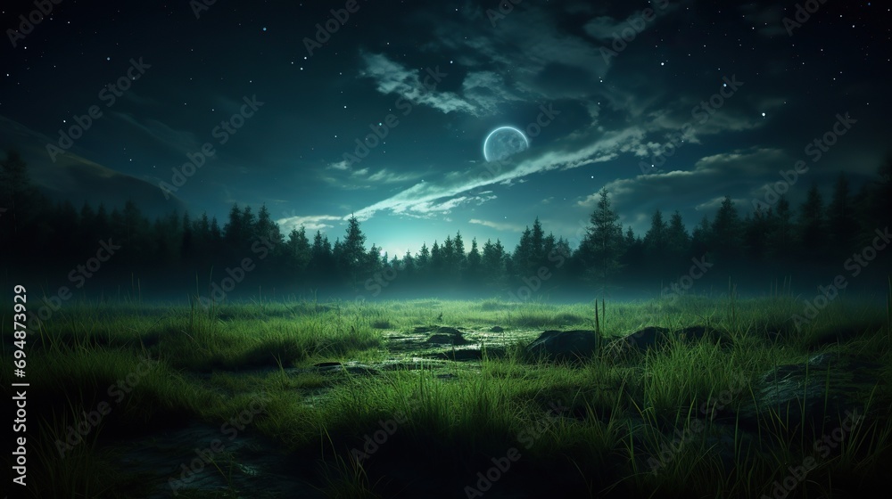 night landscape with moon night landscape with moon