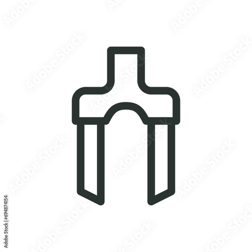 Bicycle fork part isolated icon, bike suspension vector icon with editable stroke