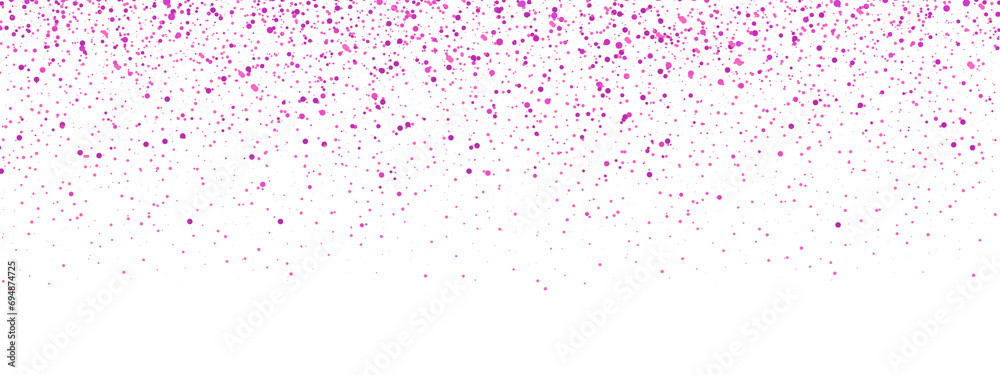 Pink glitter rain on transparent background. Pink glitter confetti. sparkle. Falling magic rose gold sparkly, Shiny fairy stardust, Vector illustration.