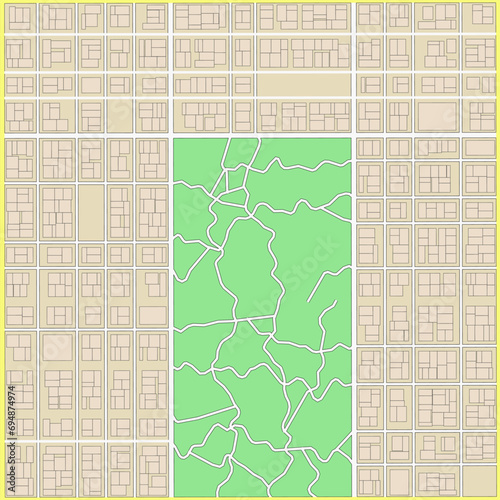 2D City Map Streets On The Plan Seamless Pattern