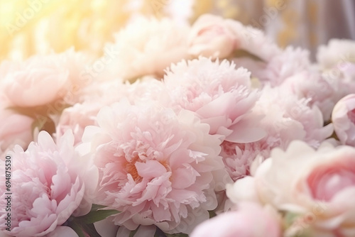 close-up of peonies, soft pink flowers