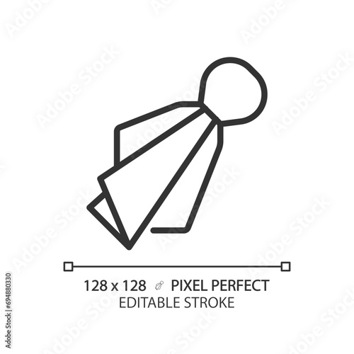 Penalty flag linear icon. Game rules infraction. Fair play. American football game regulation. Sport equipment. Thin line illustration. Contour symbol. Vector outline drawing. Editable stroke