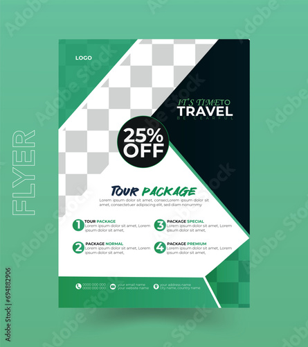 Travel poster or flyer brochure design layout. Travel flyer template for travel agency photo