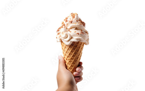 Respected Teenager Boy is Holding a Hazelnut Ice Cream Isolated on Transparent Background PNG.