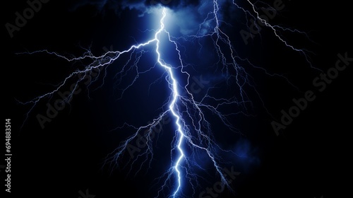 Lightning strike lighting up night sky. A powerful Lightning Bolt. Stmospheric electricity