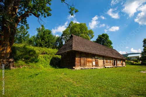 Ancient wooden village house in Lviv region