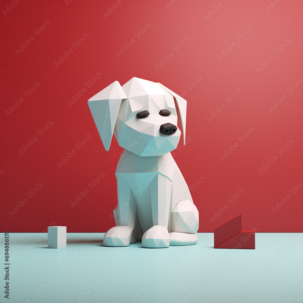 sad dog illustration 3d minimal created with Generative Ai sad dog illustration 3d minimal created with Generative Ai