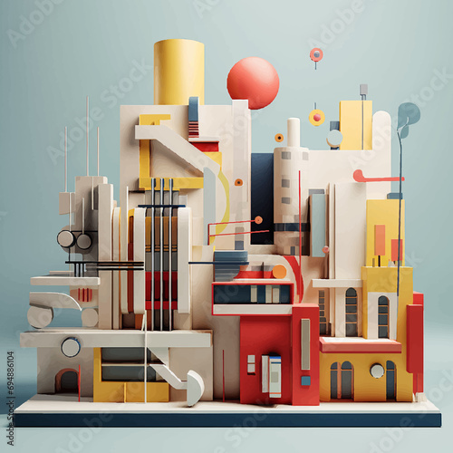 3D illustration city, houses