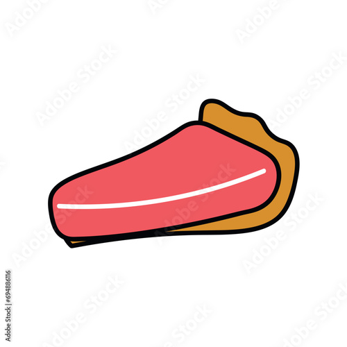 Cake of colorful food set. This food-themed illustration features a delightful and colorful design with well-defined outlines, focusing on a scrumptious piece of cheesecake. Vector illustration.
