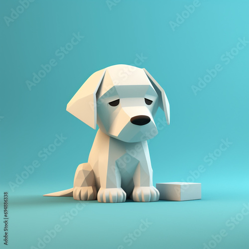 sad dog illustration 3d minimal created with Generative Ai