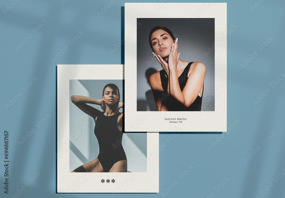 2 Objects Image Two Instant Photos Mockup Stock Template | Adobe Stock
