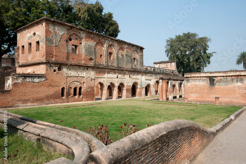 Lucknow Residency 18th century main building maintained as it was after the 1857 Seige with cannon shot marks, Lucknow, Uttar Pradesh, India photo