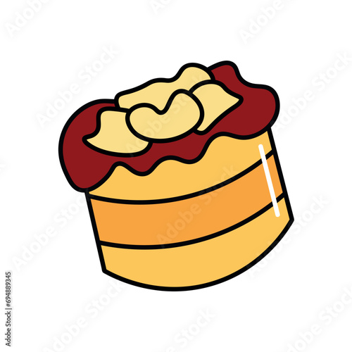 Sweet cake of colorful food set. This eye-catching birthday cake illustration feature a vivid design and well-defined outlines. Vector illustration.
