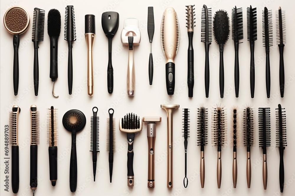 A complete hairbrush collection featuring a variety of sizes and shapes to achieve any desired hairstyle A complete hairbrush collection featuring a variety of sizes and shapes to achieve any desired hairstyle