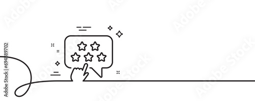 Ranking star line icon. Continuous one line with curl. Click rating sign. Brand ambassador rank symbol. Ranking star single outline ribbon. Loop curve pattern. Vector