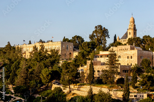 Area around the Dormition Abbey on Mount Zion, Jerusalem, Israel, Middle East photo