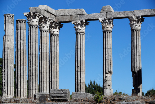Corinthian columns of Roman Temple of Diana, Evora, UNESCO World Heritage Site, Alentejo, Portugal photo