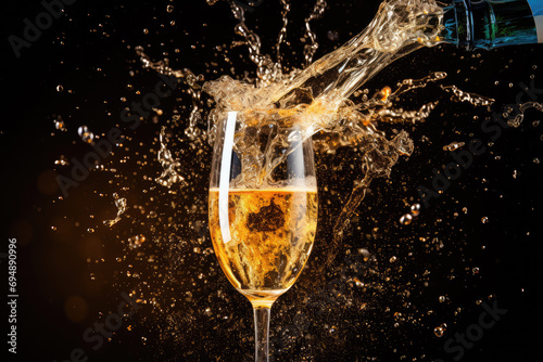 Festive Champagne Bursting With Celebration For New Year