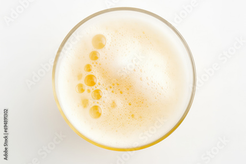 Foam Head Pint Of Light Lager Beer: Versatile Design Element On White Background