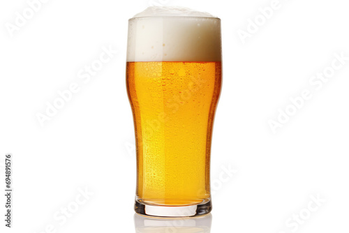 Stunning Visual Of A Frothy Light Lager Beer Glass, Ideal For Incorporation As A Design Component