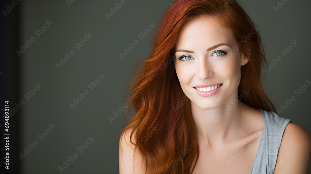 Happy, Portrait, redhead Woman, Long Hair, 30 Years Old, Style, Confidence, white woman, female headshot. Generative AI Happy, Portrait, redhead Woman, Long Hair, 30 Years Old, Style, Confidence, white woman, female headshot. Generative AI