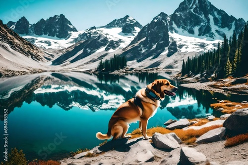 dog takes in beautiful mountain views and alpine lakes.