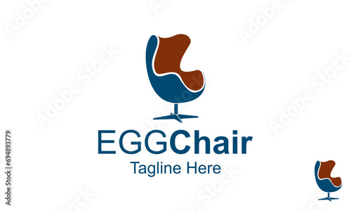 Egg Chair Logo Design Template For Office Furniture Store, Home Decor, Furniture Design.