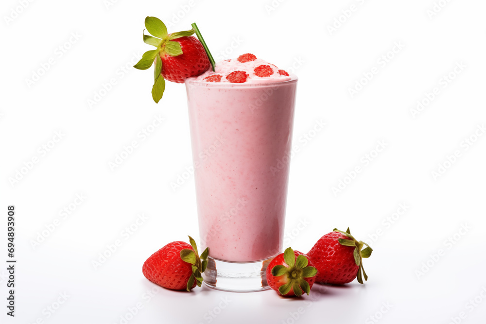 Strawberry milkshake over isolated white background Strawberry milkshake over isolated white background