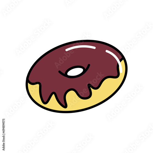 Element of fast food colorful set. A vibrant fast food design feature mouthwatering donut, elegantly contrasted by a pristine white canvas. Vector illustration.