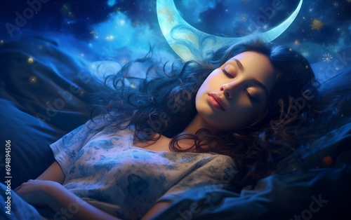 Young girl Sleep Relax and dreaming