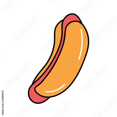 Element of fast food colorful set. A mouthwatering illustration feature the essence of fast food through hot dog, elegantly presented against a white backdrop. Vector illustration.