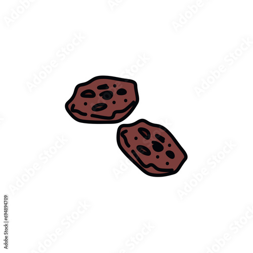 Element of fast food colorful set. An enticing fast food-themed illustration with a delightful design showcase mouthwatering chocolate cookies against a clean white background. Vector illustration.
