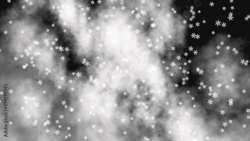 Wallpaper Mural Abstract background with white snow falling slowly from top to bottom through white clouds on black background. Merry Christmas, Happy New Year, and Happy Holidays greeting. Copy space. Torontodigital.ca