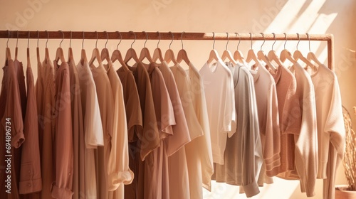 few clothes on hangers at a modern boutique