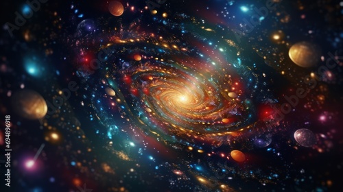 Fascinating world of multi-colored galaxies in the background