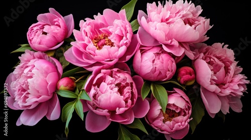 pink peony bouquet dark background © venusvi